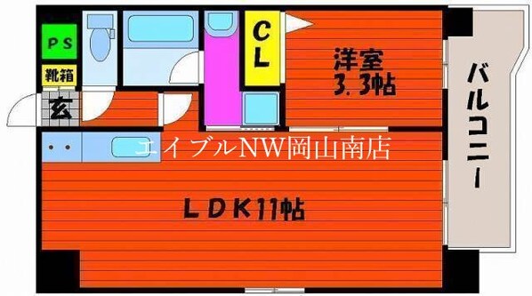 岡山駅 徒歩15分 6階の物件間取画像